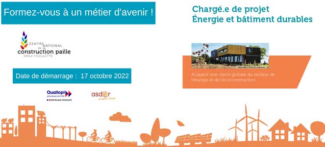 Nouvelle date pour la formation Chargé.e de projet Energie et bâtiment durables : 17 octobre